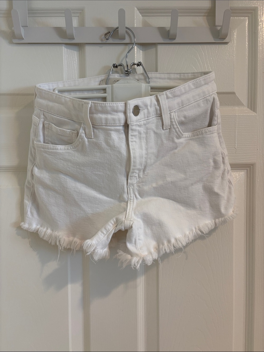 Joe's Jeans White Frayed-Hem Denim Cutoff Shorts